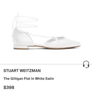Stuart Weitzman Gillian Flat in White Satin